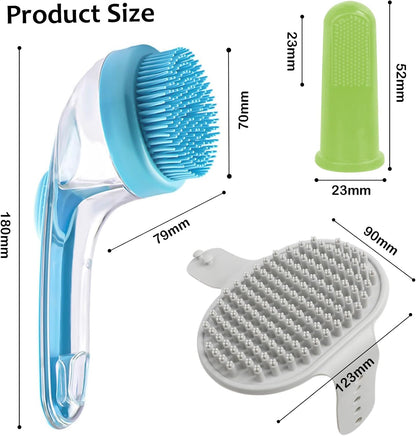 (6 Pcs)  Pet Grooming Bath Massage Brush with Soap and Shampoo Dispenser Soft Silicone Bristle for Long Short Haired Dogs Cats Shower