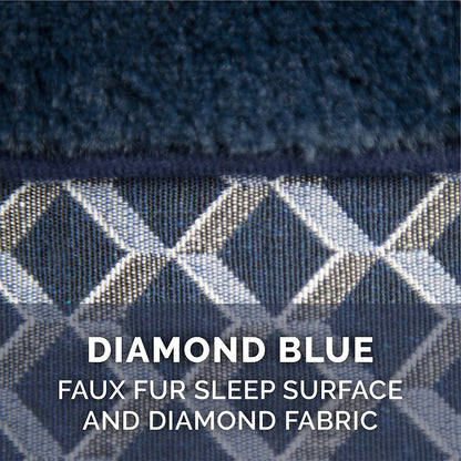 Pillow Dog Bed for Large Dogs W/ Removable Bolsters & Washable Cover - Plush & Woven Decor Comfy Couch Sofa - Diamond Blue, Jumbo/Xl